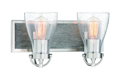 Minka-Lavery Garrison Two Light Bath in Brushed Nickel W/Shale Wood - 3342-098 Minka-Lavery Garrison Two Light Bath in Brushed Nickel W/Shale Wood - 3342-098