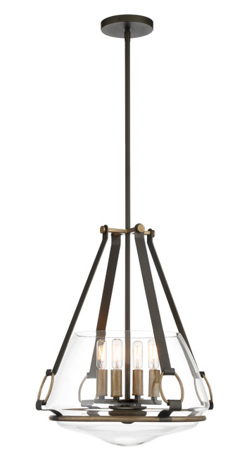 Minka-Lavery Eden Valley Four Light Pendant/Semi Flush Mount in Smoked Iron W/Aged Gold - 3904-107