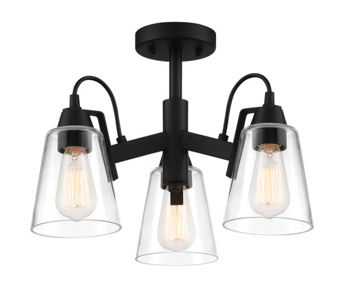 Minka-Lavery Beckonridge Three Light Semi Flush Mount in Coal - 3997-66A Minka-Lavery Beckonridge Three Light Semi Flush Mount in Coal - 3997-66A