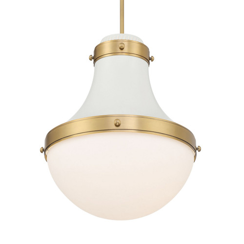 Minka-Lavery Purelight One Light Pendant in Legacy Brass & Off White Cream - 3934-879 Minka-Lavery Purelight One Light Pendant in Legacy Brass & Off White Cream - 3934-879