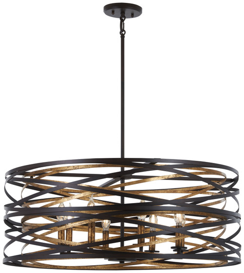 Minka-Lavery Vortic Flow Eight Light Pendant in Dark Bronze W/Mosaic Gold Inte - 4677-111 Minka-Lavery Vortic Flow Eight Light Pendant in Dark Bronze W/Mosaic Gold Inte - 4677-111