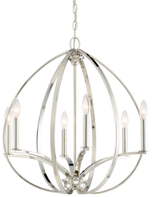 Minka-Lavery Tilbury Six Light Chandelier in Polished Nickel - 4986-613 Minka-Lavery Tilbury Six Light Chandelier in Polished Nickel - 4986-613