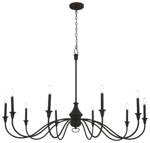 Minka-Lavery Halifax County Ten Light Chandelier in Textured Black - 6259-076