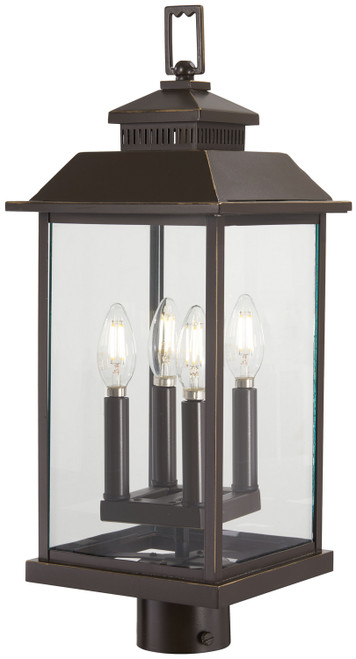 Minka-Lavery Miner'S Loft Four Light Post Mount in Oil Rubbed Bronze W/ Gold High - 72596-143C Minka-Lavery Miner'S Loft Four Light Post Mount in Oil Rubbed Bronze W/ Gold High - 72596-143C