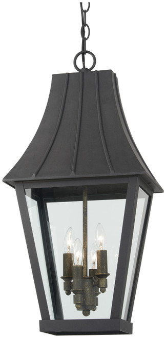 Minka-Lavery Chateau Grande Four Light Outdoor Hanging Lantern in Coal W/Gold - 72784-66G Minka-Lavery Chateau Grande Four Light Outdoor Hanging Lantern in Coal W/Gold - 72784-66G