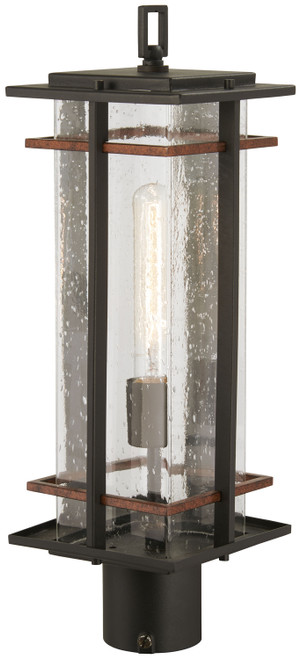 Minka-Lavery San Marcos One Light Outdoor Post Mount in Coal W/Antique Copper Accents - 72496-68