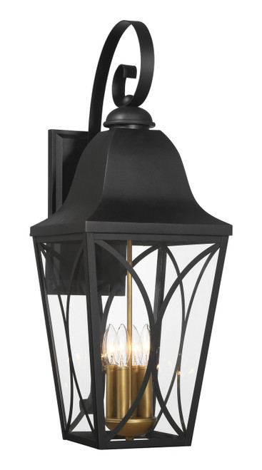 Minka-Lavery Cardigan Four Light Outdoor Wall Mount in Sand Coal Black & Olden Brass - 73359-757 Minka-Lavery Cardigan Four Light Outdoor Wall Mount in Sand Coal Black & Olden Brass - 73359-757