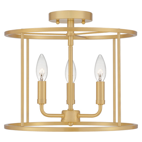Quoizel Abner Three Light Semi Flush Mount in Aged Brass - ABR1714AB Quoizel Abner Three Light Semi Flush Mount in Aged Brass - ABR1714AB
