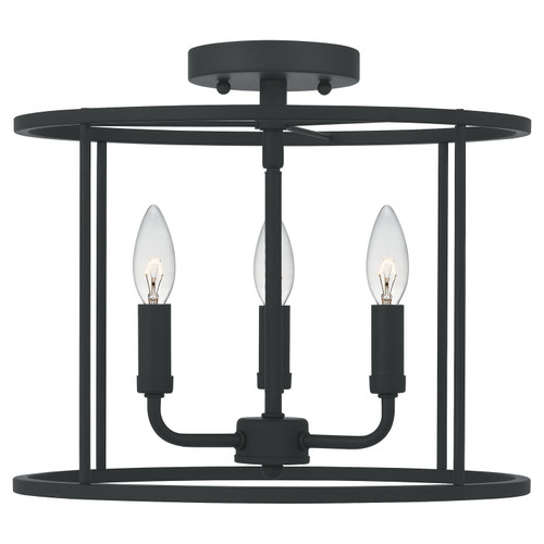 Quoizel Abner Three Light Semi Flush Mount in Matte Black - ABR1714MBK Quoizel Abner Three Light Semi Flush Mount in Matte Black - ABR1714MBK