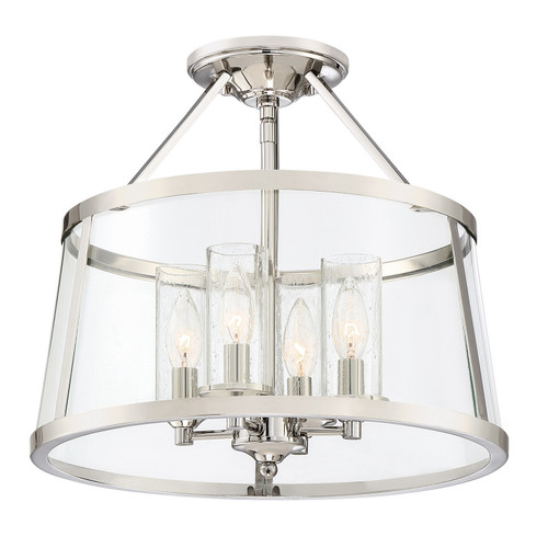 Quoizel Barlow Four Light Semi-Flush Mount in Polished Nickel - BAW1716PK Quoizel Barlow Four Light Semi-Flush Mount in Polished Nickel - BAW1716PK