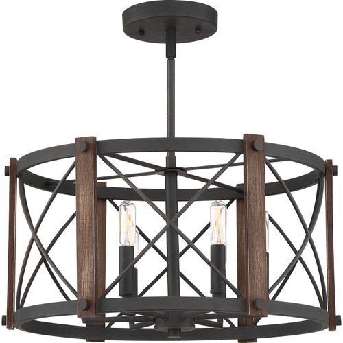 Quoizel Baron Six Light Semi-Flush Mount in Marcado Black - BRO1720MK Quoizel Baron Six Light Semi-Flush Mount in Marcado Black - BRO1720MK