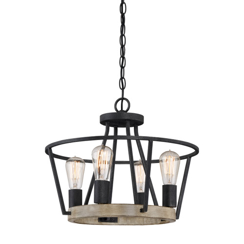 Quoizel Brockton Four Light Semi-Flush Mount in Grey Ash - BRT1717GK Quoizel Brockton Four Light Semi-Flush Mount in Grey Ash - BRT1717GK