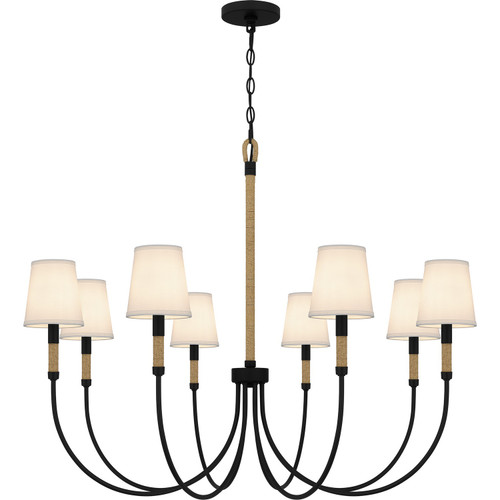 Quoizel Bayside Eight Light Chandelier in Matte Black - BYL5039MBK Quoizel Bayside Eight Light Chandelier in Matte Black - BYL5039MBK