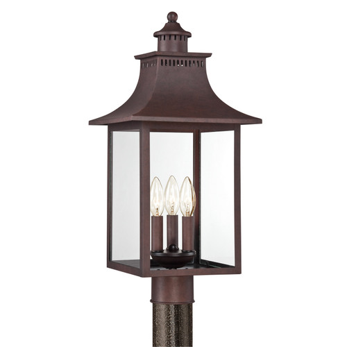 Quoizel Chancellor Three Light Outdoor Post Lantern in Copper Bronze - CCR9010CU Quoizel Chancellor Three Light Outdoor Post Lantern in Copper Bronze - CCR9010CU