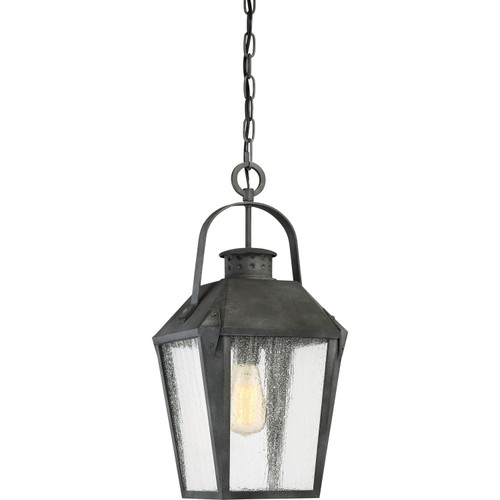 Quoizel Carriage One Light Outdoor Hanging Lantern in Mottled Black - CRG1910MB Quoizel Carriage One Light Outdoor Hanging Lantern in Mottled Black - CRG1910MB