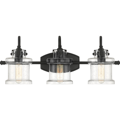 Quoizel Danbury Three Light Bath Fixture in Earth Black - DNY8603EK Quoizel Danbury Three Light Bath Fixture in Earth Black - DNY8603EK