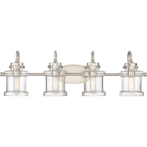 Quoizel Danbury Four Light Bath Fixture in Brushed Nickel - DNY8604BN Quoizel Danbury Four Light Bath Fixture in Brushed Nickel - DNY8604BN