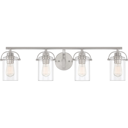 Quoizel Emerson Four Light Bath Fixture in Brushed Nickel - EMR8604BN Quoizel Emerson Four Light Bath Fixture in Brushed Nickel - EMR8604BN