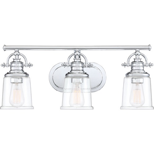 Quoizel Grant Three Light Bath Fixture in Polished Chrome - GRT8603C Quoizel Grant Three Light Bath Fixture in Polished Chrome - GRT8603C