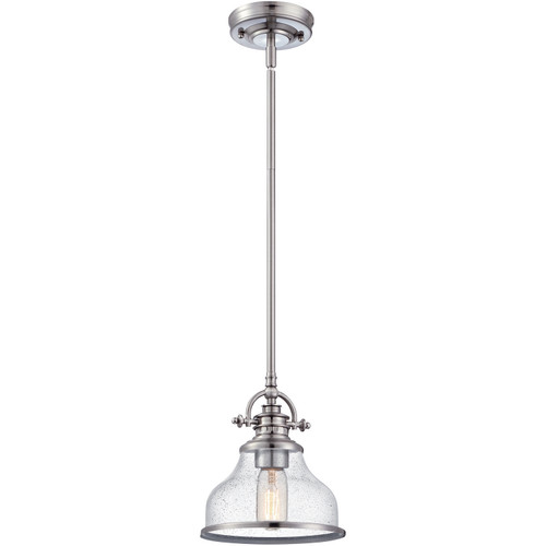 Quoizel Grant One Light Mini Pendant in Brushed Nickel - GRTS1508BN
