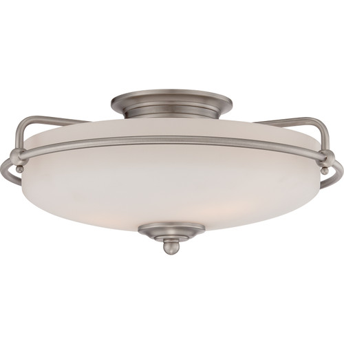 Quoizel Griffin Three Light Flush Mount in Antique Nickel - GF1617AN Quoizel Griffin Three Light Flush Mount in Antique Nickel - GF1617AN