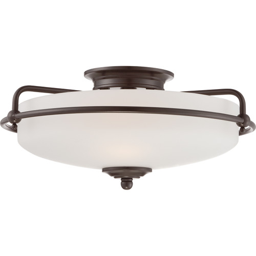 Quoizel Griffin Three Light Flush Mount in Palladian Bronze - GF1617PN Quoizel Griffin Three Light Flush Mount in Palladian Bronze - GF1617PN
