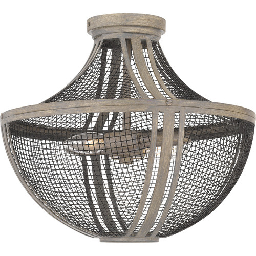 Quoizel Hallie Two Light Semi Flush Mount in Distressed Grey Wood - HLE1715DGW Quoizel Hallie Two Light Semi Flush Mount in Distressed Grey Wood - HLE1715DGW