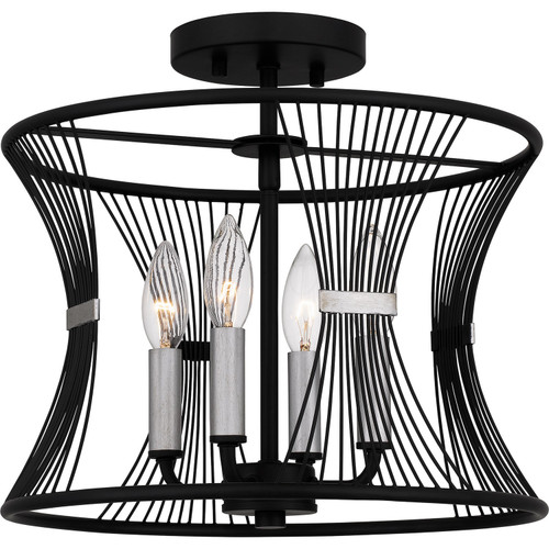 Quoizel Leiland Four Light Semi Flush Mount in Matte Black - LEI1714MBK Quoizel Leiland Four Light Semi Flush Mount in Matte Black - LEI1714MBK