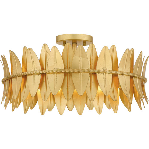 Quoizel Liza Four Light Semi Flush Mount in Gold Leaf - LIZ1720GFL Quoizel Liza Four Light Semi Flush Mount in Gold Leaf - LIZ1720GFL