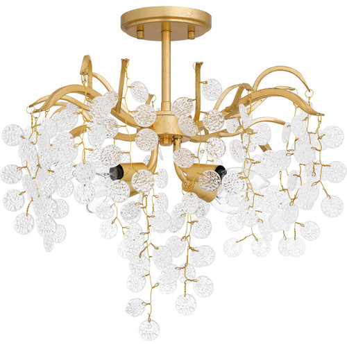 Quoizel Maple Four Light Semi Flush Mount in Gold Leaf - MAP1720GFL Quoizel Maple Four Light Semi Flush Mount in Gold Leaf - MAP1720GFL