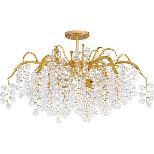 Quoizel Maple Six Light Semi-Flush Mount in Gold Leaf - MAP1728GFL Quoizel Maple Six Light Semi-Flush Mount in Gold Leaf - MAP1728GFL