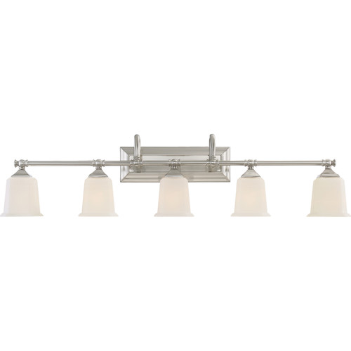 Quoizel Nicholas Five Light Bath Fixture in Brushed Nickel - NL8605BN Quoizel Nicholas Five Light Bath Fixture in Brushed Nickel - NL8605BN
