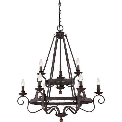 Quoizel Noble Nine Light Chandelier in Rustic Black - NBE5009RK