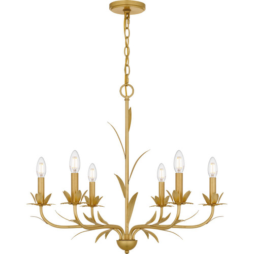 Quoizel Maria Six Light Chandelier in Gold Leaf - MAA5027GFL