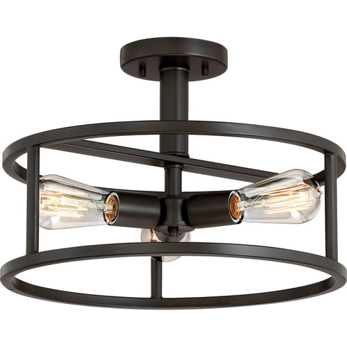 Quoizel New Harbor Three Light Semi-Flush Mount in Western Bronze - NHR1715WT Quoizel New Harbor Three Light Semi-Flush Mount in Western Bronze - NHR1715WT
