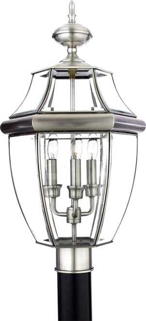 Quoizel Newbury Three Light Outdoor Post Lantern in Pewter - NY9043P Quoizel Newbury Three Light Outdoor Post Lantern in Pewter - NY9043P
