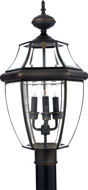 Quoizel Newbury Three Light Outdoor Post Lantern in Medici Bronze - NY9043Z Quoizel Newbury Three Light Outdoor Post Lantern in Medici Bronze - NY9043Z