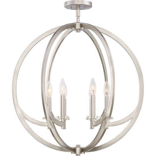 Quoizel Orion Six Light Semi-Flush Mount in Brushed Nickel - ON1724BN Quoizel Orion Six Light Semi-Flush Mount in Brushed Nickel - ON1724BN
