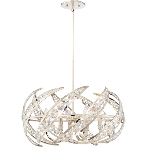 Quoizel Crescent Six Light Pendant in Polished Nickel - PCCN2824PK Quoizel Crescent Six Light Pendant in Polished Nickel - PCCN2824PK