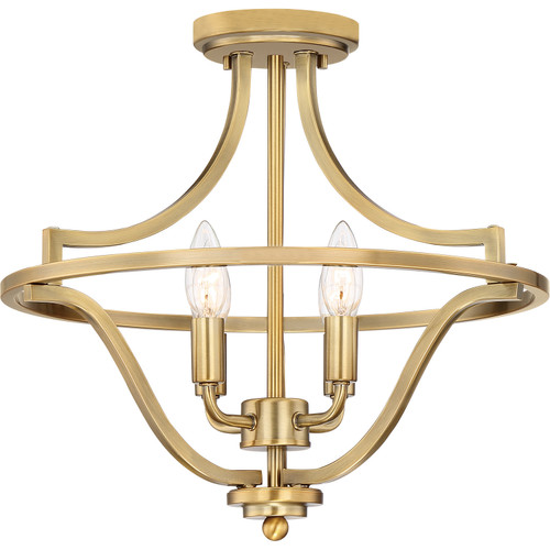 Quoizel Harvel Four Light Semi-Flush Mount in Weathered Brass - QF5119WS Quoizel Harvel Four Light Semi-Flush Mount in Weathered Brass - QF5119WS