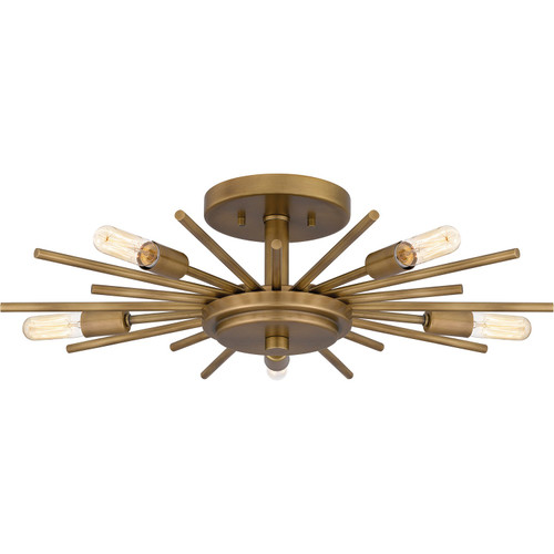 Quoizel Quoizel Semi-Flush Mount Five Light Semi Flush Mount in Weathered Brass - QSF6158WS Quoizel Quoizel Semi-Flush Mount Five Light Semi Flush Mount in Weathered Brass - QSF6158WS