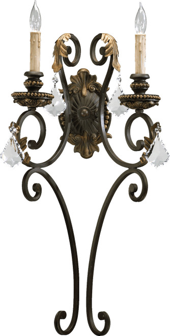 Quorum Rio Salado Two Light Wall Mount in Toasted Sienna With Mystic Silver - 5357-2-44