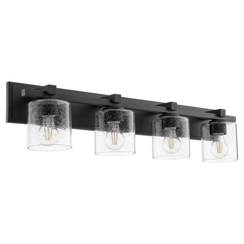 Quorum 5369 Vanities Four Light Vanity in Textured Black w/ Clear/Seeded - 5369-4-269 Quorum 5369 Vanities Four Light Vanity in Textured Black w/ Clear/Seeded - 5369-4-269