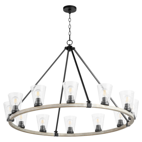 Quorum Paxton 12 Light Chandelier in Textured Black w/ Weathered Oak Finish - 63-12-6941 Quorum Paxton 12 Light Chandelier in Textured Black w/ Weathered Oak Finish - 63-12-6941
