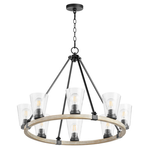 Quorum Paxton Eight Light Chandelier in Textured Black w/ Weathered Oak Finish - 63-8-6941 Quorum Paxton Eight Light Chandelier in Textured Black w/ Weathered Oak Finish - 63-8-6941