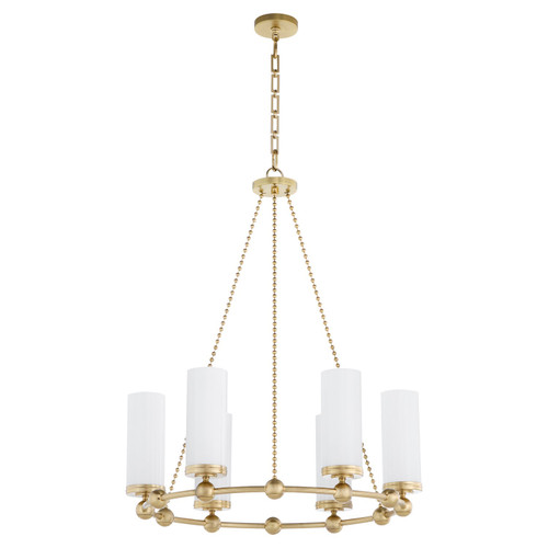 Quorum Lee Boulevard Six Light Chandelier in Aged Brass - 667-6-80