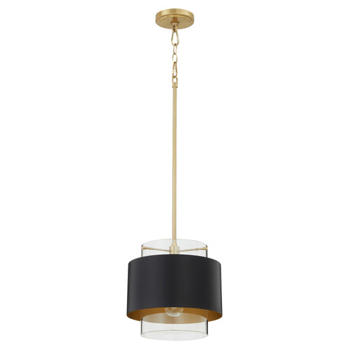 Quorum One Light Pendant in Matte Black/Aged Brass - 8012-5980