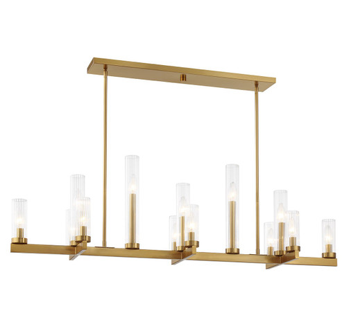 Savoy House Carina 13 Light Linear Chandelier in Warm Brass - 1-2636-13-322