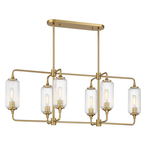 Savoy House Holton Six Light Linear Chandelier in Warm Brass - 1-3026-6-322 Savoy House Holton Six Light Linear Chandelier in Warm Brass - 1-3026-6-322