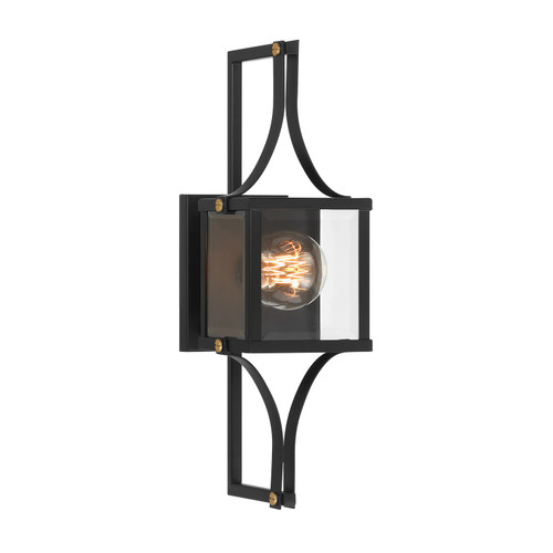 Savoy House Raeburn One Light Outdoor Wall Lantern in Matte Black and Weathered Brushed Brass - 5-473-144 Savoy House Raeburn One Light Outdoor Wall Lantern in Matte Black and Weathered Brushed Brass - 5-473-144